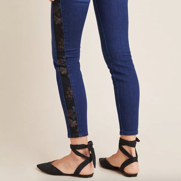 Pilcro Ultra High-Rise Floral Contrast Painted Colorblock Skinny Jeans Anthro - Picture 7 of 12